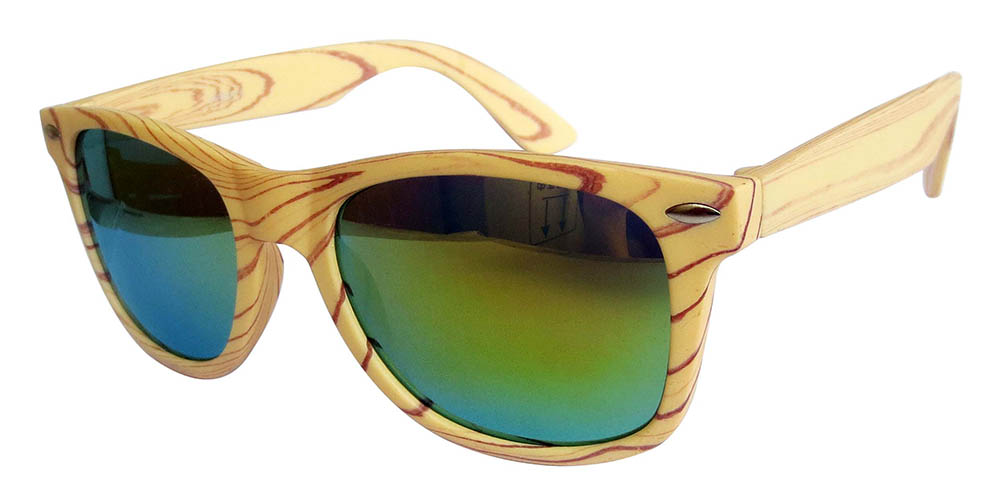 Yellow wooden grain color with gold mirror lens