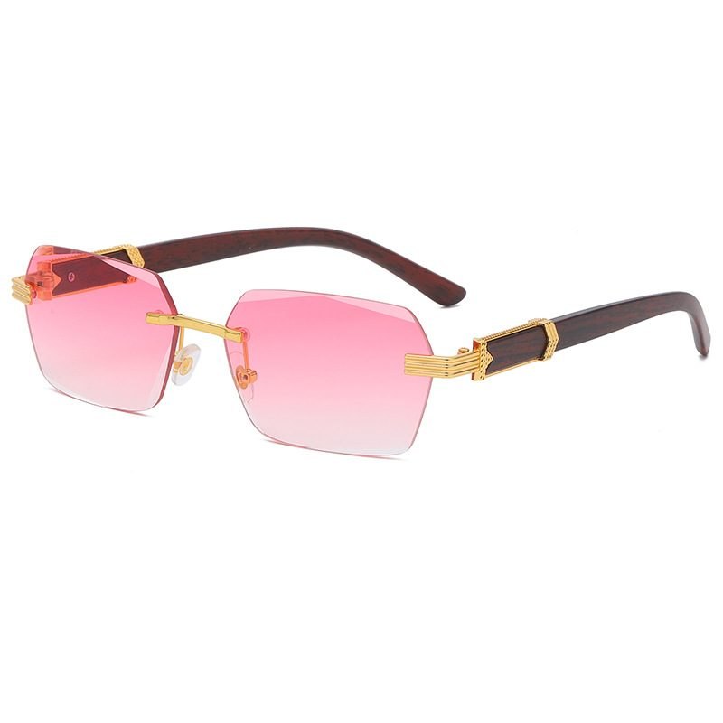 Women's Rimless Diamond Cut Square PC Sunglasses RC23163