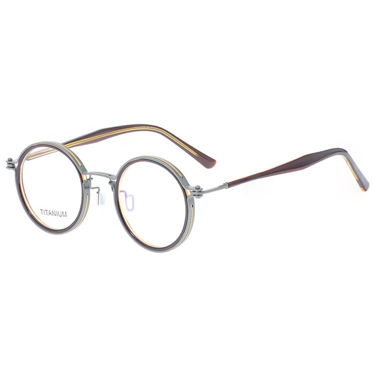 Men's Slim Retro Round Metal Optical Frames RC65412